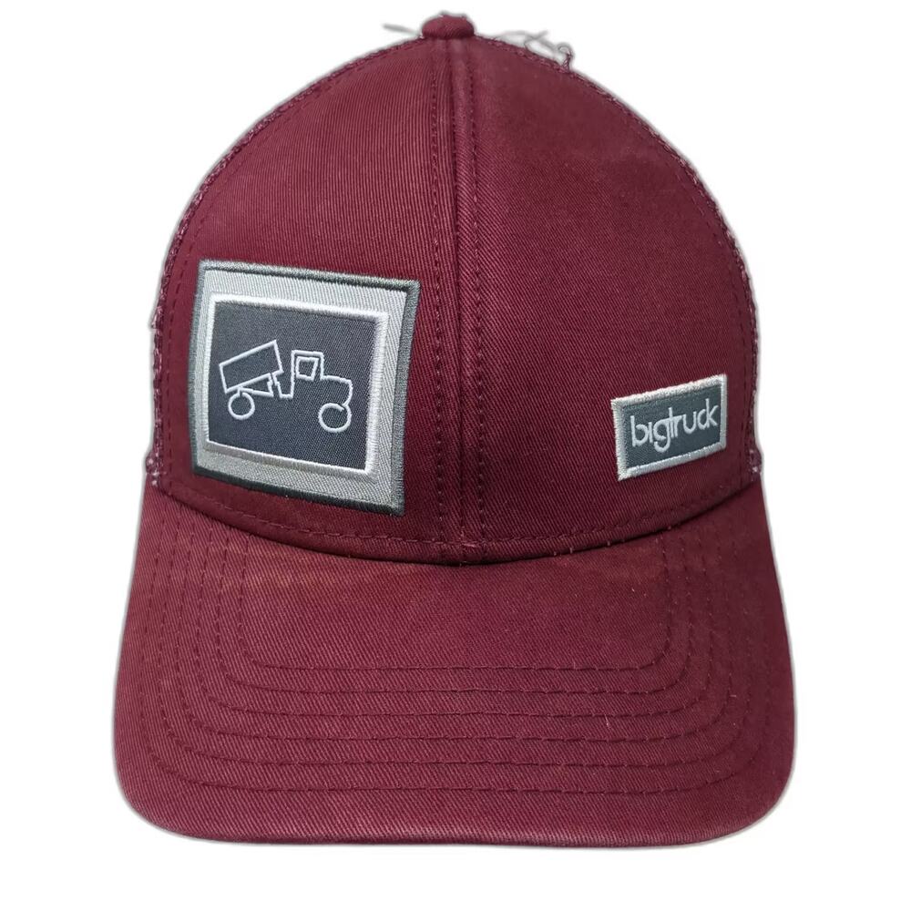 bigtruck Trucker Hat Red Gray OS Adjustable Snapback Mesh Embroidered Patch Logo